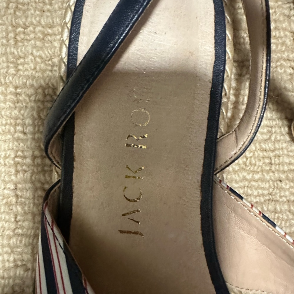 Jack Rogers Striped Bow Sandals in Navy and Gold - Picture 3 of 6